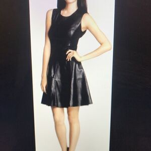 Halogen Black Leather Dress Ponte Dress Sz.4P NWT